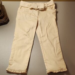 Janie and Jack Cream Girls Pants with Subtle Pink Label